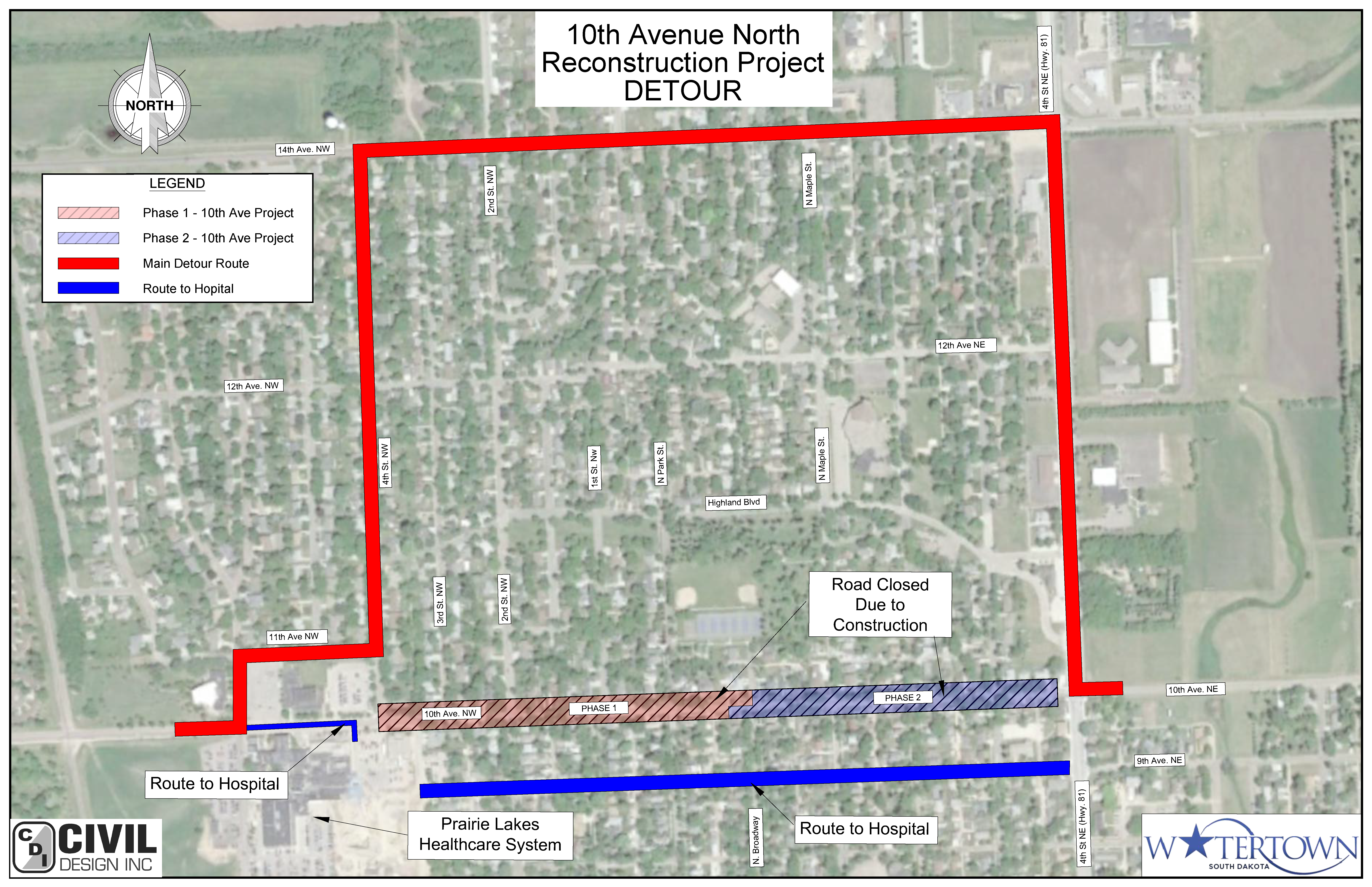 10th Ave Construction 2021 Detour Map