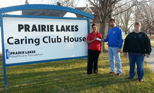 Alison Gilbertson, Executive Director of the Prairie Lakes Healthcare Foundation, Troy Nygaard and Bonnie Glines of Magic Mile Casino.