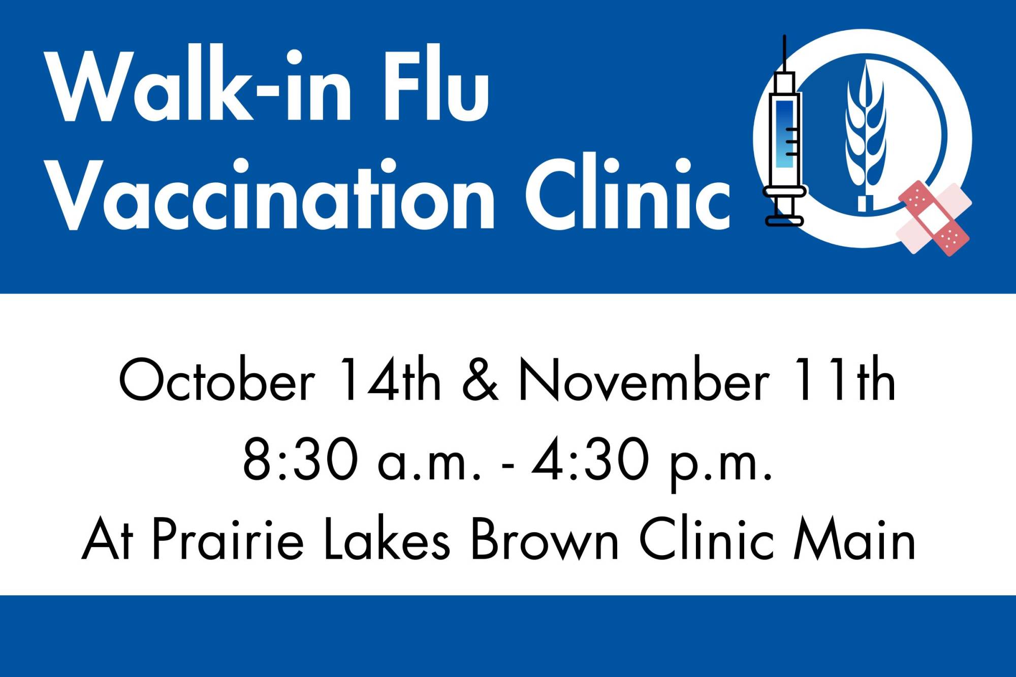 Walk-In Flu Clinics Available at PLBC Main