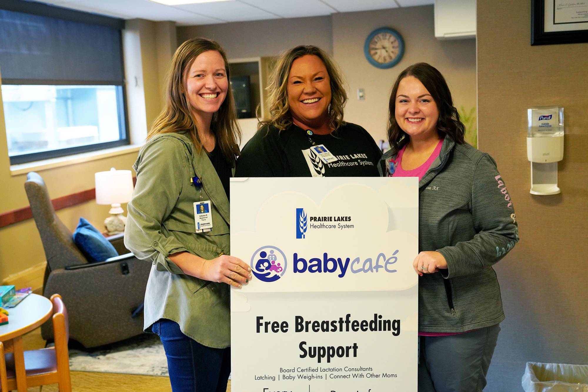 Atlanta P. and Sara K. (left &amp; right) both Certified Lactation Counselors with Micki Cordell (middle), Director of Maternal Child Health. Not pictured: Sarah T., International Board-Certified Lactation Consultant