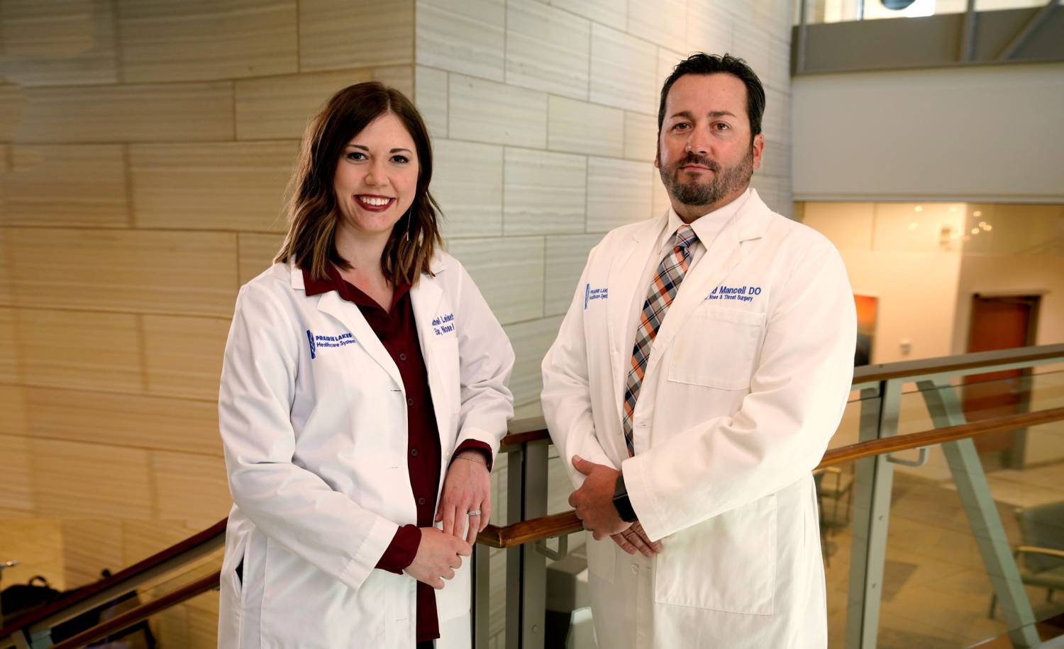 Rachel Leiseth, PA-C and Dr. Jered Mancell from the Prairie Lakes ENT Clinic